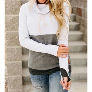 MMM Cowlneck Sweatshirt - Colorblock Grey